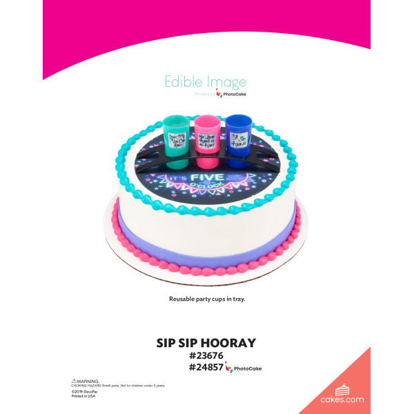 Sip Sip Hooray The Magic of Cakes® PhotoCake® Enhanced Round Background Page