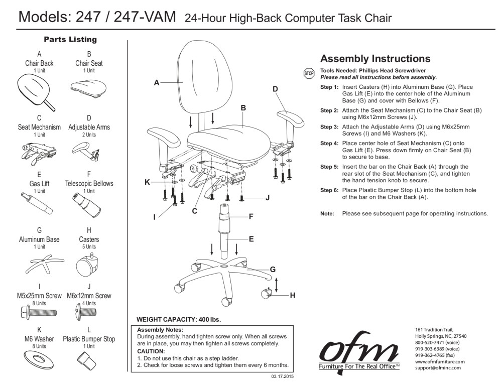 OFM Model 247 24 Hour Big and Tall Ergonomic Computer Swivel Task Chair