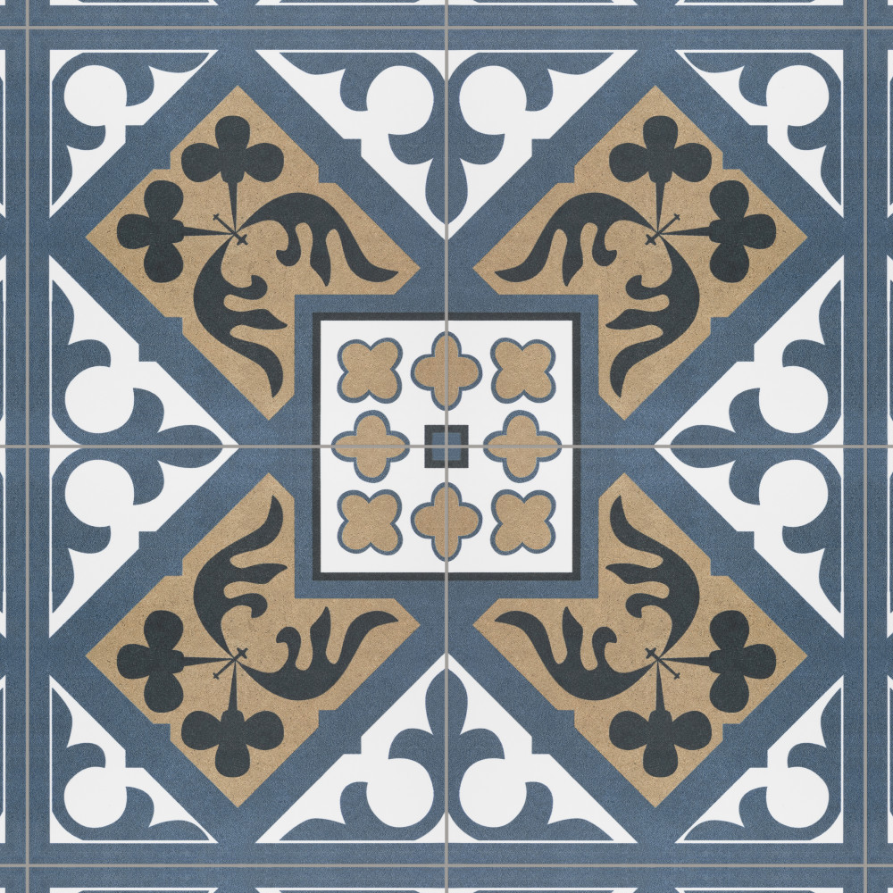 Majestic Orleans Angulo Blue 9.75x9.75 Square Porcelain Floor and Wall Digital Pattern