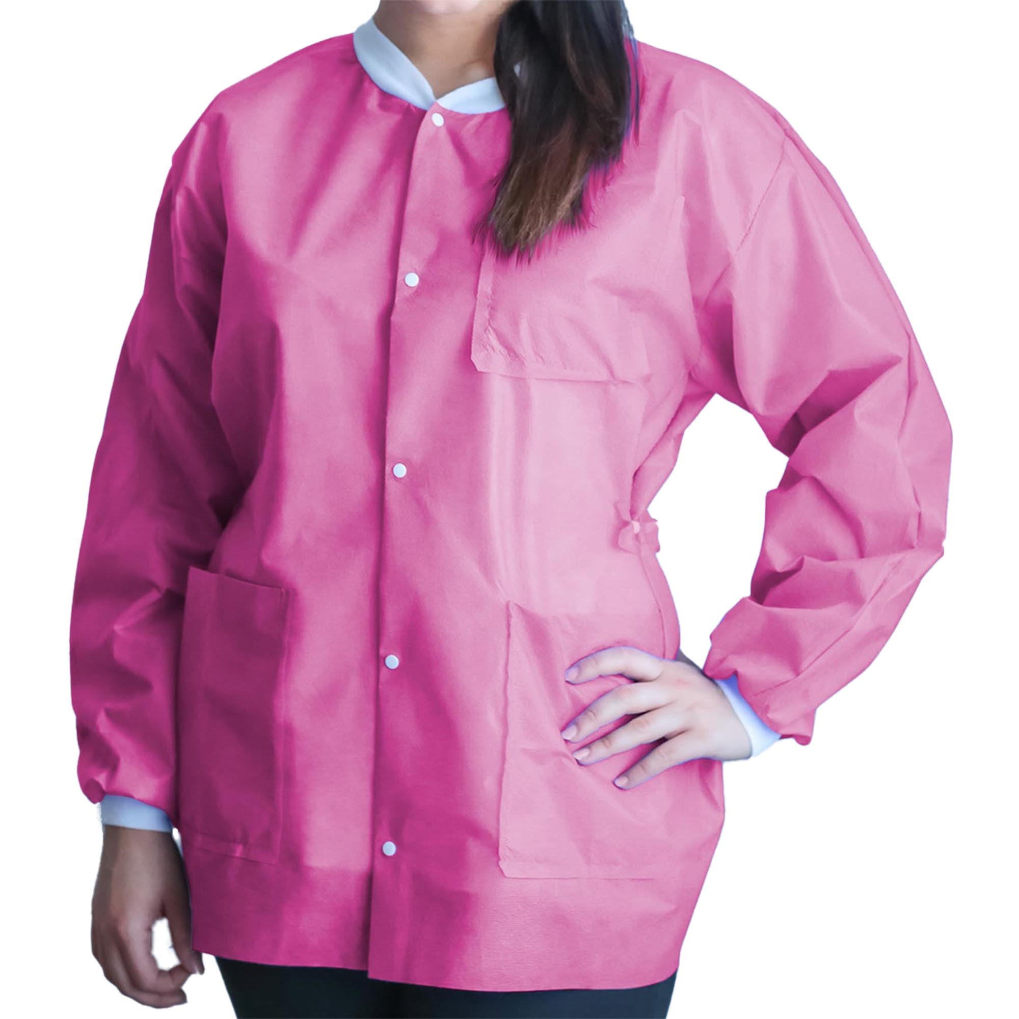 Lab Jacket FitMe™ Raspberry Pink Medium Hip Length 3-Layer SMS Disposable