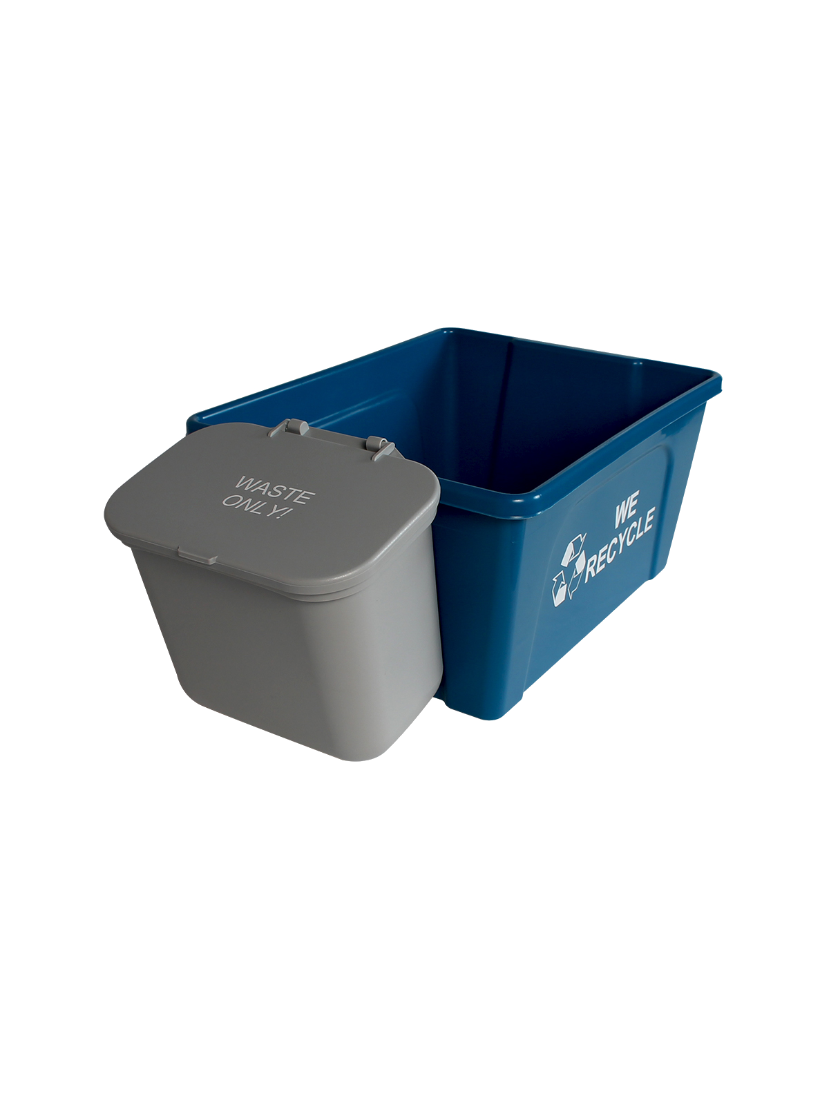 OFFICE COMBO – Double – Kit – Deskside – Mobius Loop-We Recycle-Waste – Solid Lift – Blue-Grey
