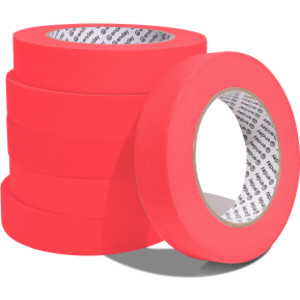 Masking Tape, 1" x 60 Yards, Red, Pack of 6