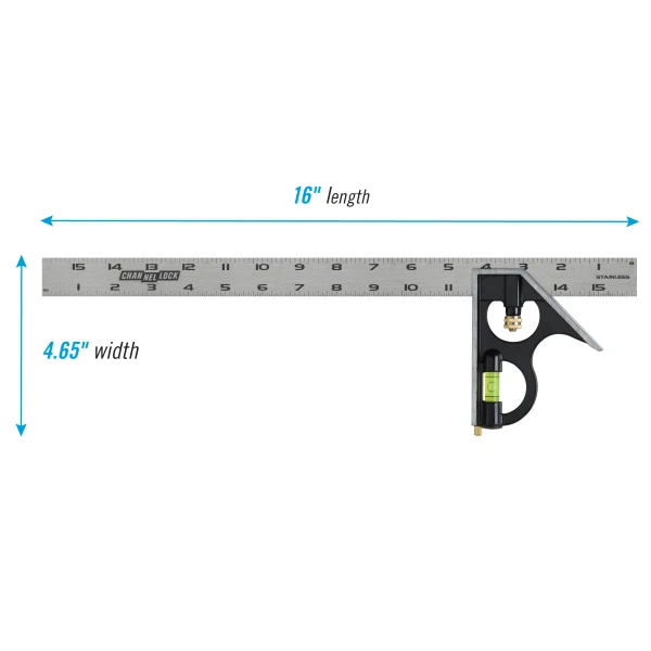 8100-016CS 16-inch High-Visibility Stainless Steel Combination Square