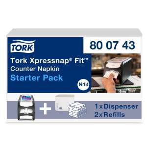 Tork, N14 Xpressnap Fit® Countertop Starter Pack,  Napkin Dispenser, Black