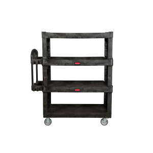 Rubbermaid Commercial, BRUTE, Heavy-Duty, Ergo Handle, 4-Shelf, Utility Cart, Black