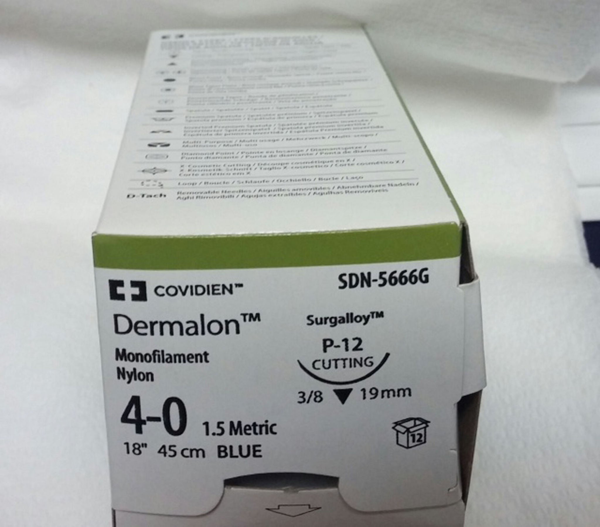 Covidien SUTURE, DERMALON BLU 4-0 18" P-12 (12/BX)