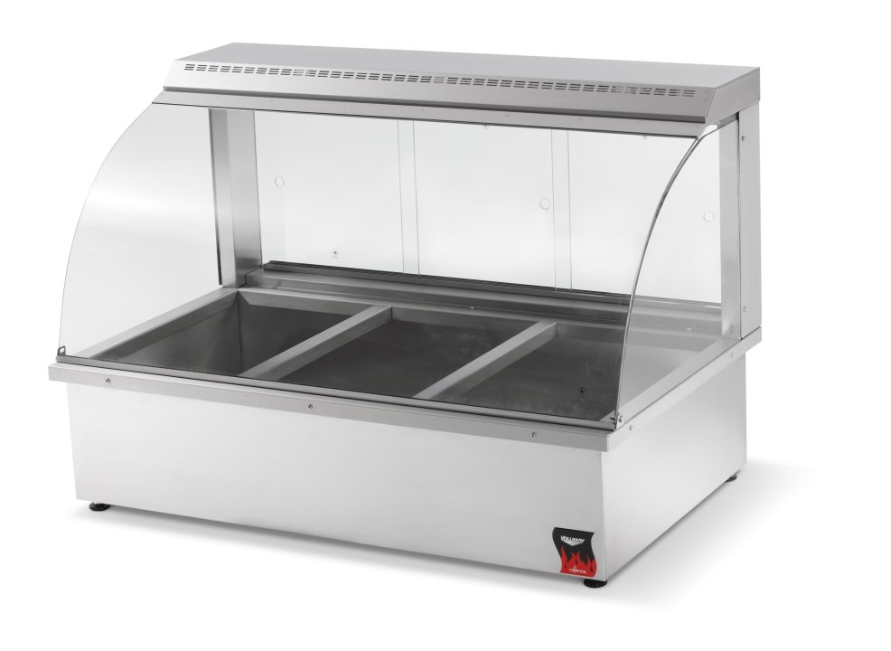 120-volt Cayenne® curved-front bain-marie heated display case with rear access