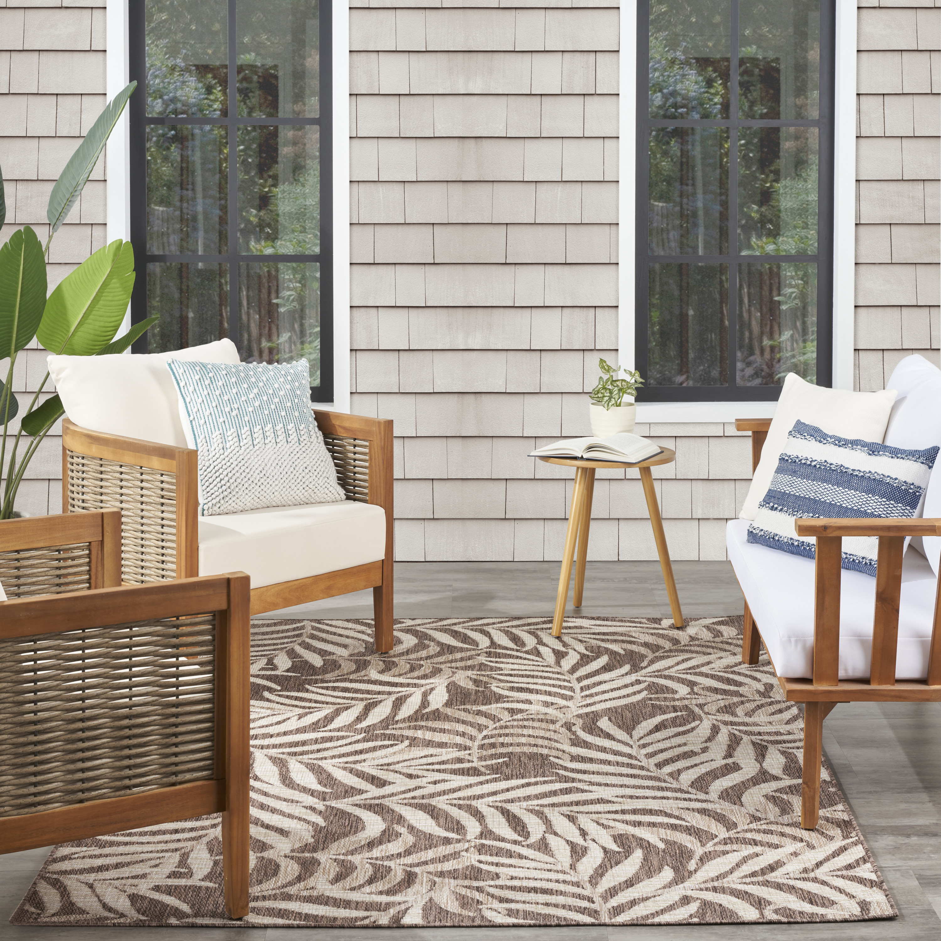 Nourison Garden Oasis 8' x 10' Mocha Tropical Rug