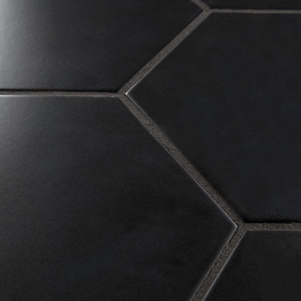 Textile Basic Hex Black 8-5/8 in. x 9-7/8 in. Porcelain Floor and Wall Tile