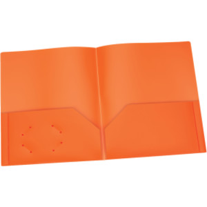 Poly Two Pocket Portfolio, Orange, Pack of 25