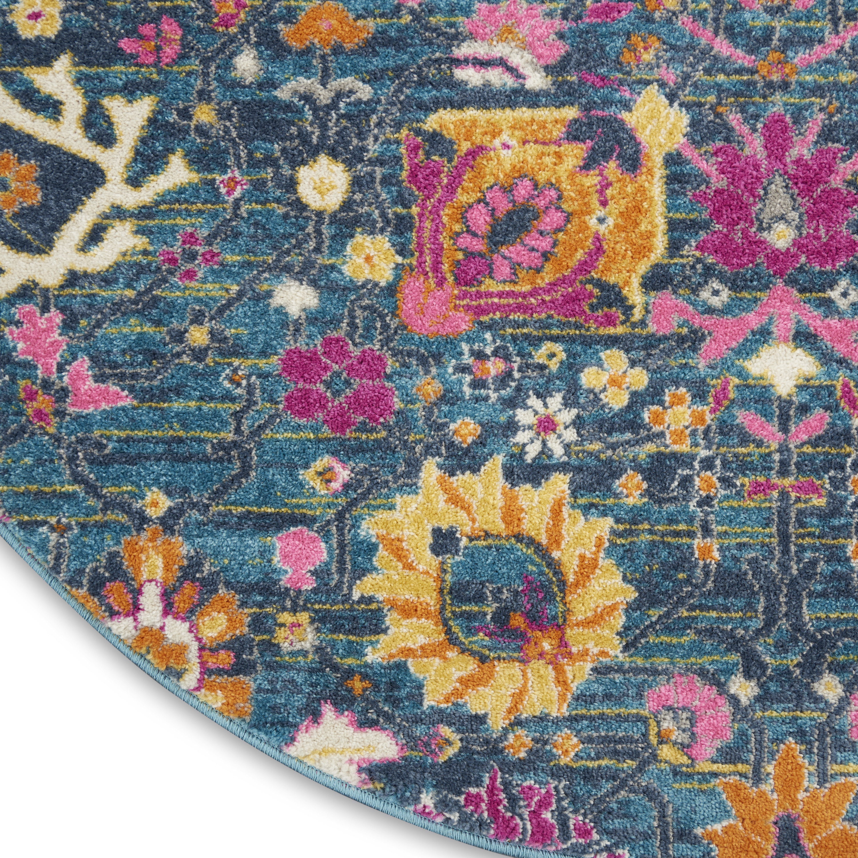 Nourison Passion 8' x Round Denim Bohemian Indoor Rug