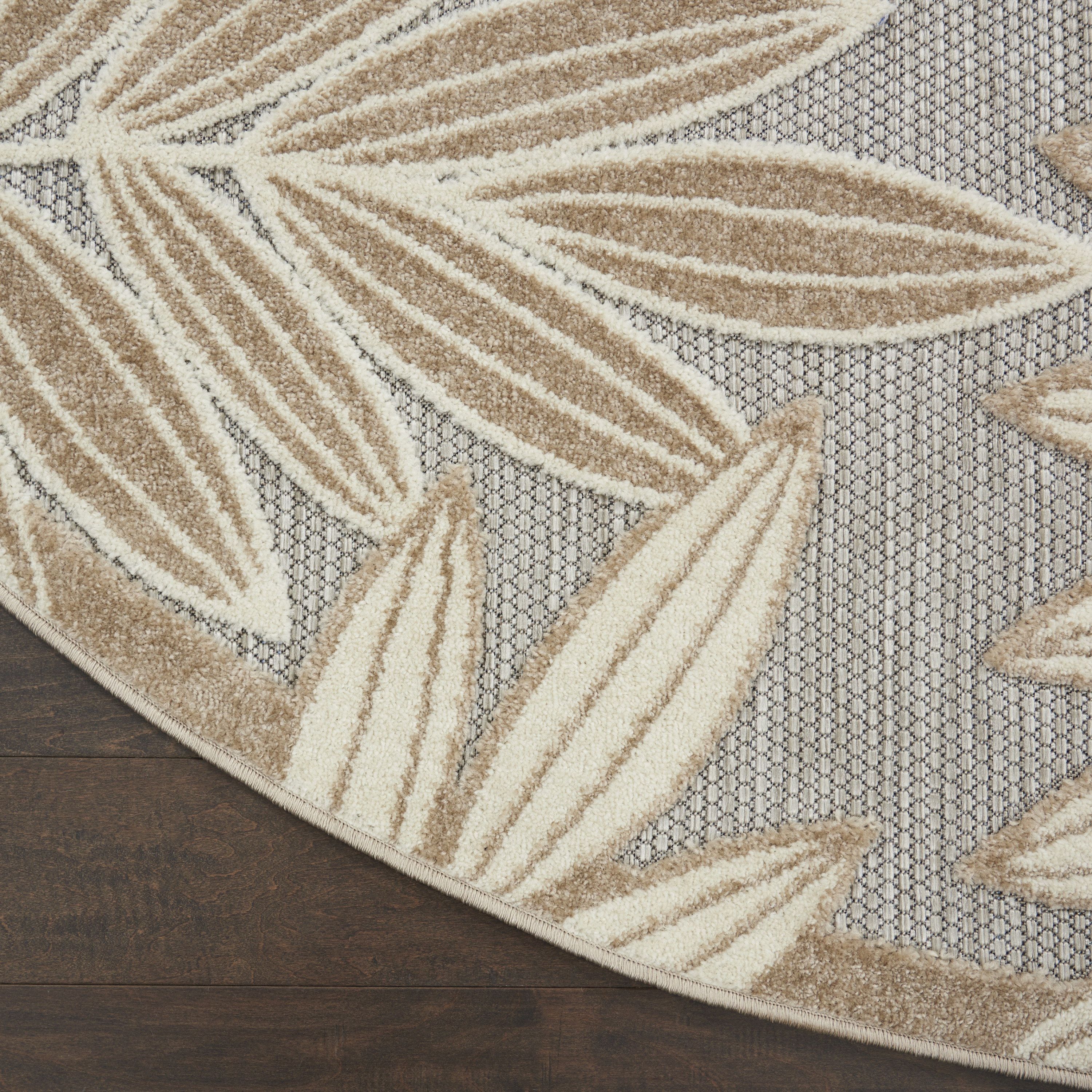 Nourison Aloha 7'10" x Round Natural Tropical Rug