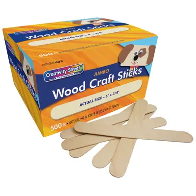 Creativity Street Jumbo Craft Sticks, Natural, 6" x 3/4", 500 Pieces