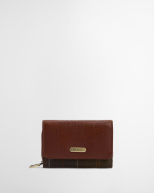 Portafoglio con patta in pelle Rosa Brown/Classic Tartan