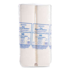 Dart, Foam Hinged Lid Containers, 6" x 5.78" x 3", White
