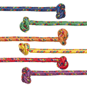 Braided Nylon Jump Rope, Assorted Colors, 8' Length, Pack of 6