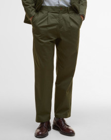 Herringbone Cotton Trousers Classic Green