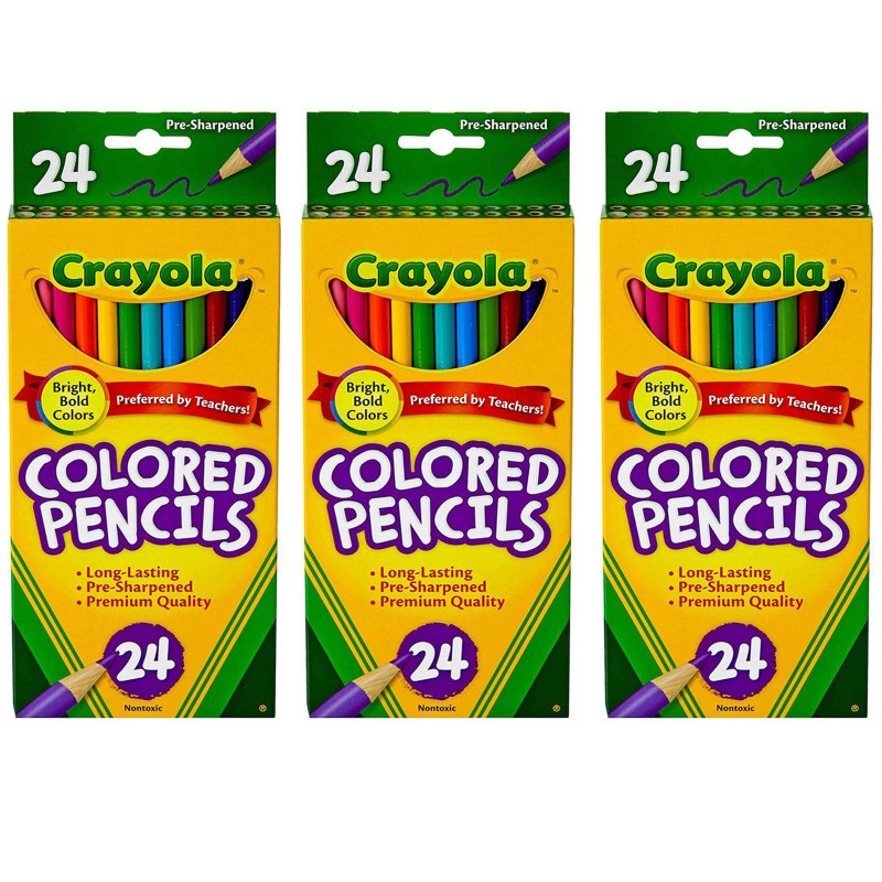 Colored Pencils, 24 Per Box, 3 Boxes