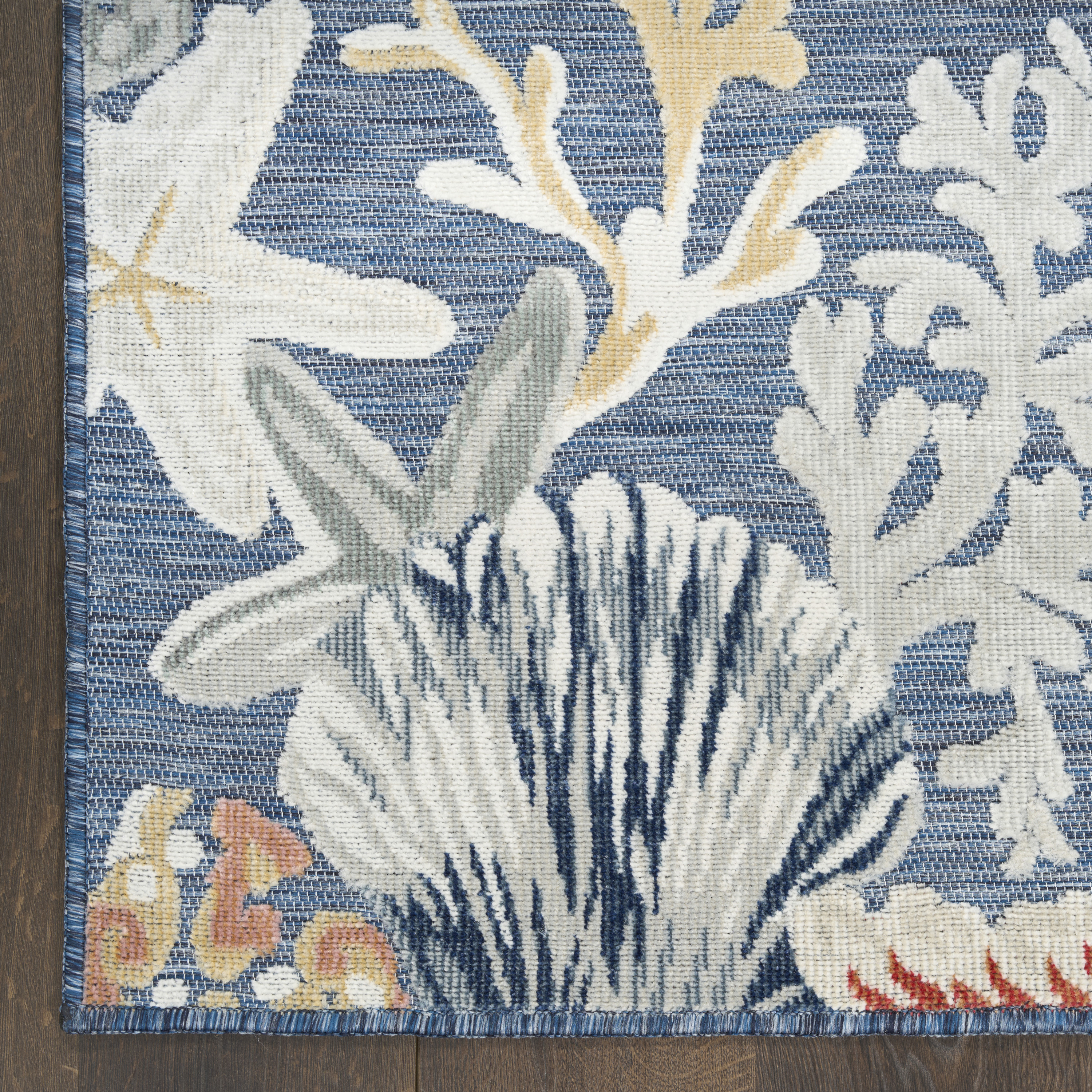 Nourison Suncoast 2' x 6' Denim Multicolor Coastal, Nautical & Beach Rug
