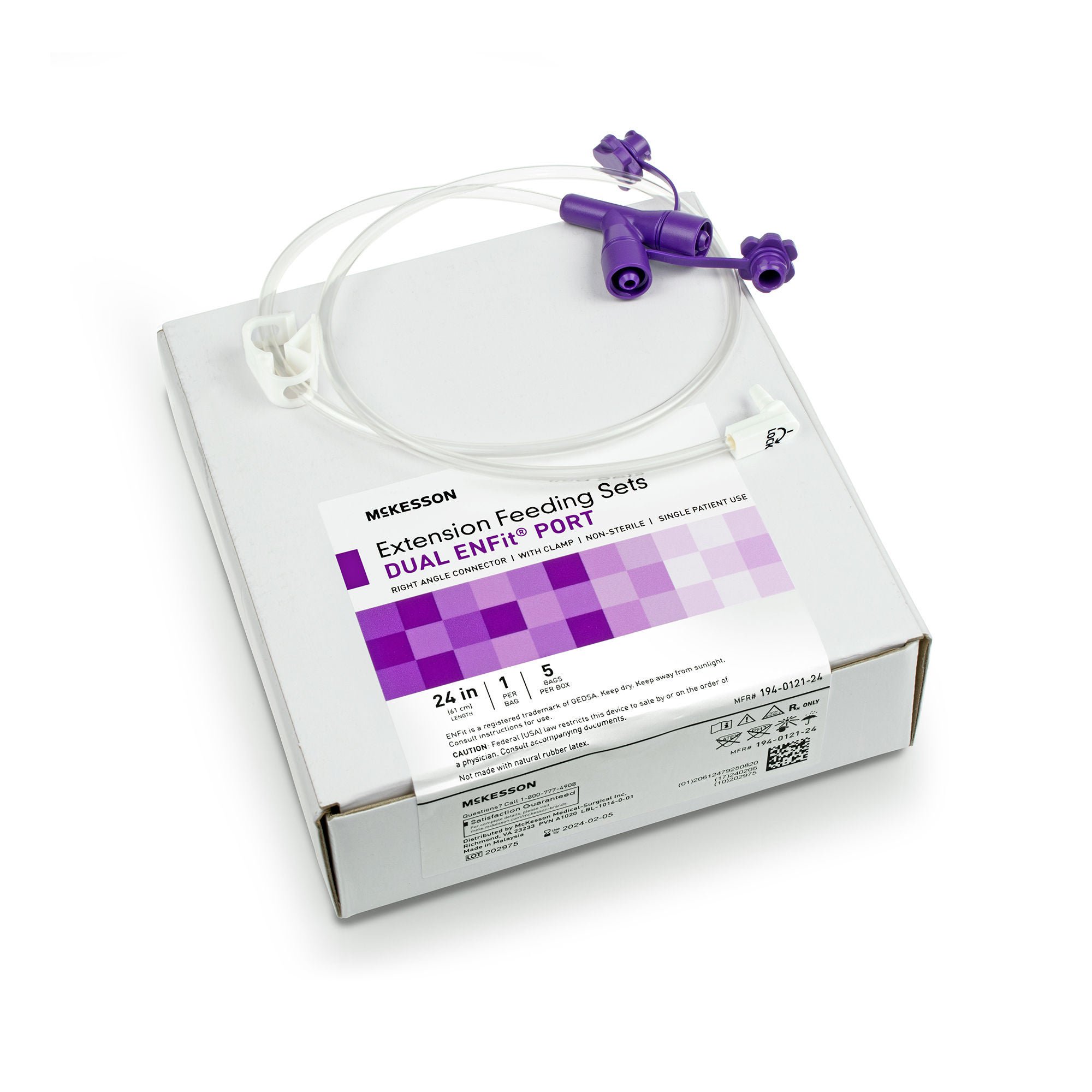 McKesson Brand EXTENSION SET, FEEDING ENFIT YPORT RT ANGL 24" (5/BX 6BX/CS)