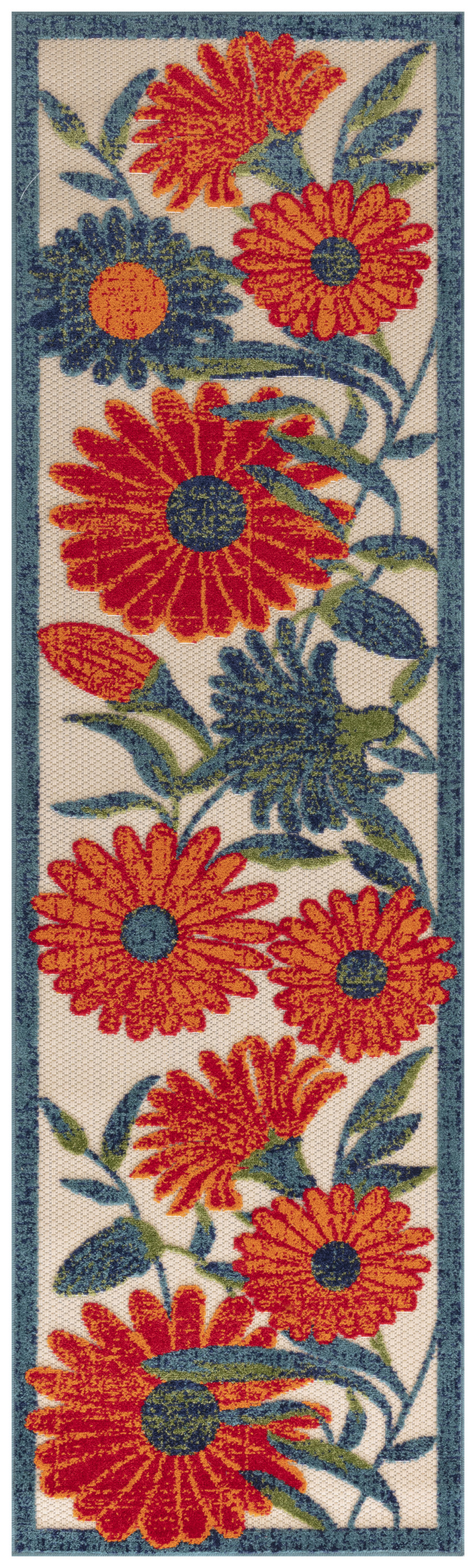 Nourison Aloha 2'3" x 8' Ivory Multicolor Outdoor Rug