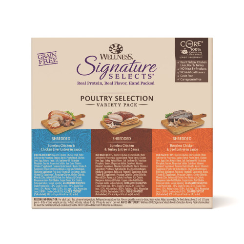 Wellness CORE Signature Selects Variety Pack Poultry Variety Pack back packaging