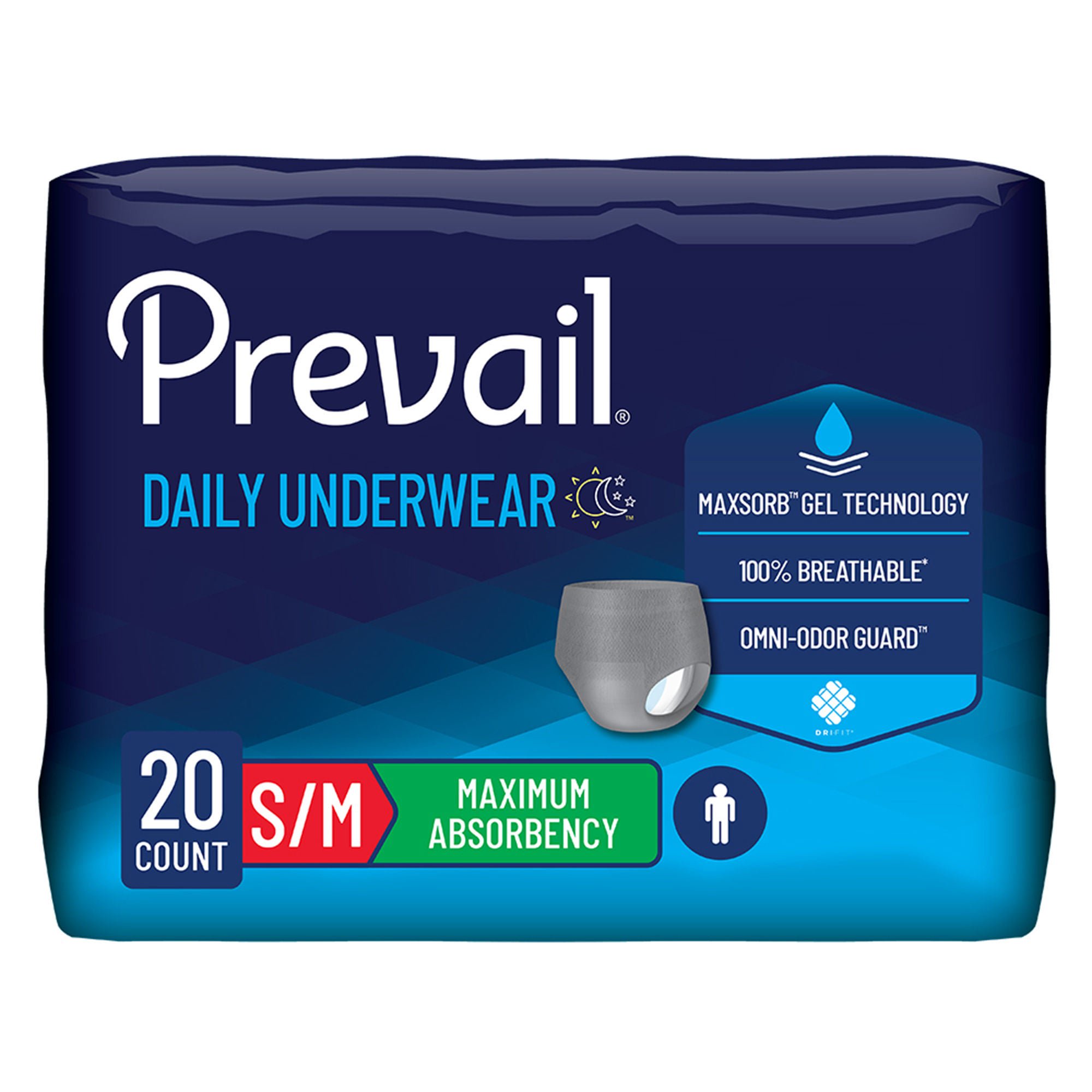 Prevail® Men's Daily Maximum Absorbent Underwear, Small / Medium