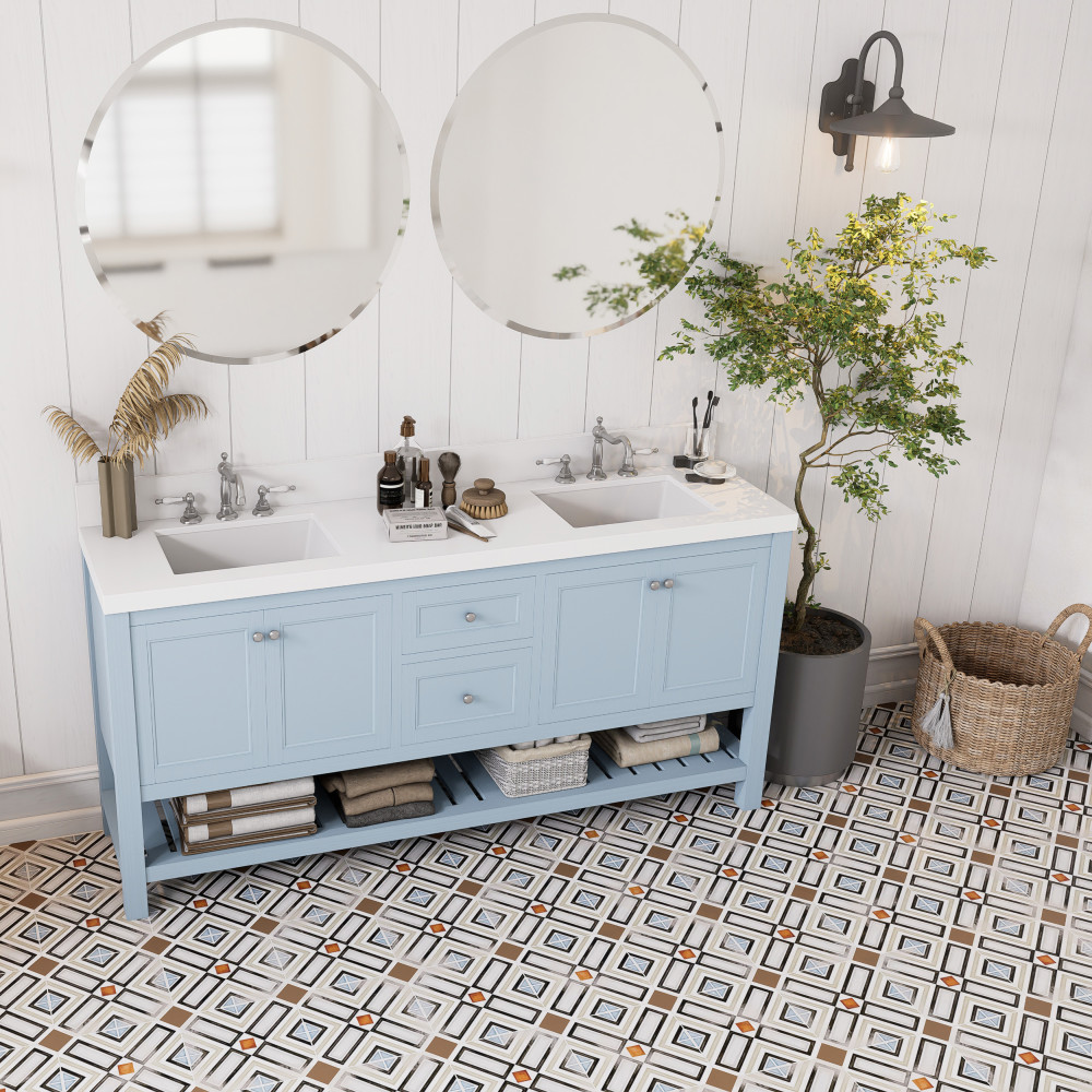 Vaudeville Octagon Deco Ritter with Taco Marron 7-7/8 in. x 7-7/8 in. Porcelain Floor and Wall Tile