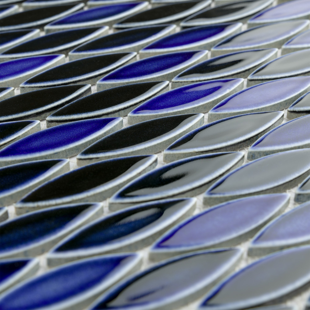 Pescado Glossy Azul 12 in. x 12-1/2 in. Porcelain Mosaic Tile