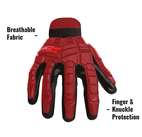 AX360 Seamless Impact Lite Gloves in Black AXIMPLT-05 showing Breathable Fabric and High Level Impact Protection