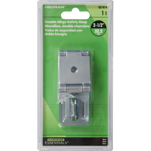 Hardware Essentials Fixed Staple Double Hinge Safety Hasp Zinc (3-1/2