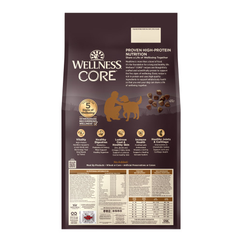 Wellness CORE Grain Free Wild Game Duck, Turkey, Boar & Rabbit back packaging