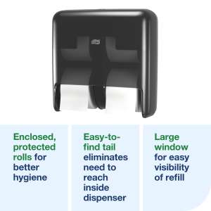 Tork, OptiServe 4-Roll, Coreless Bath Tissue Dispenser, Black