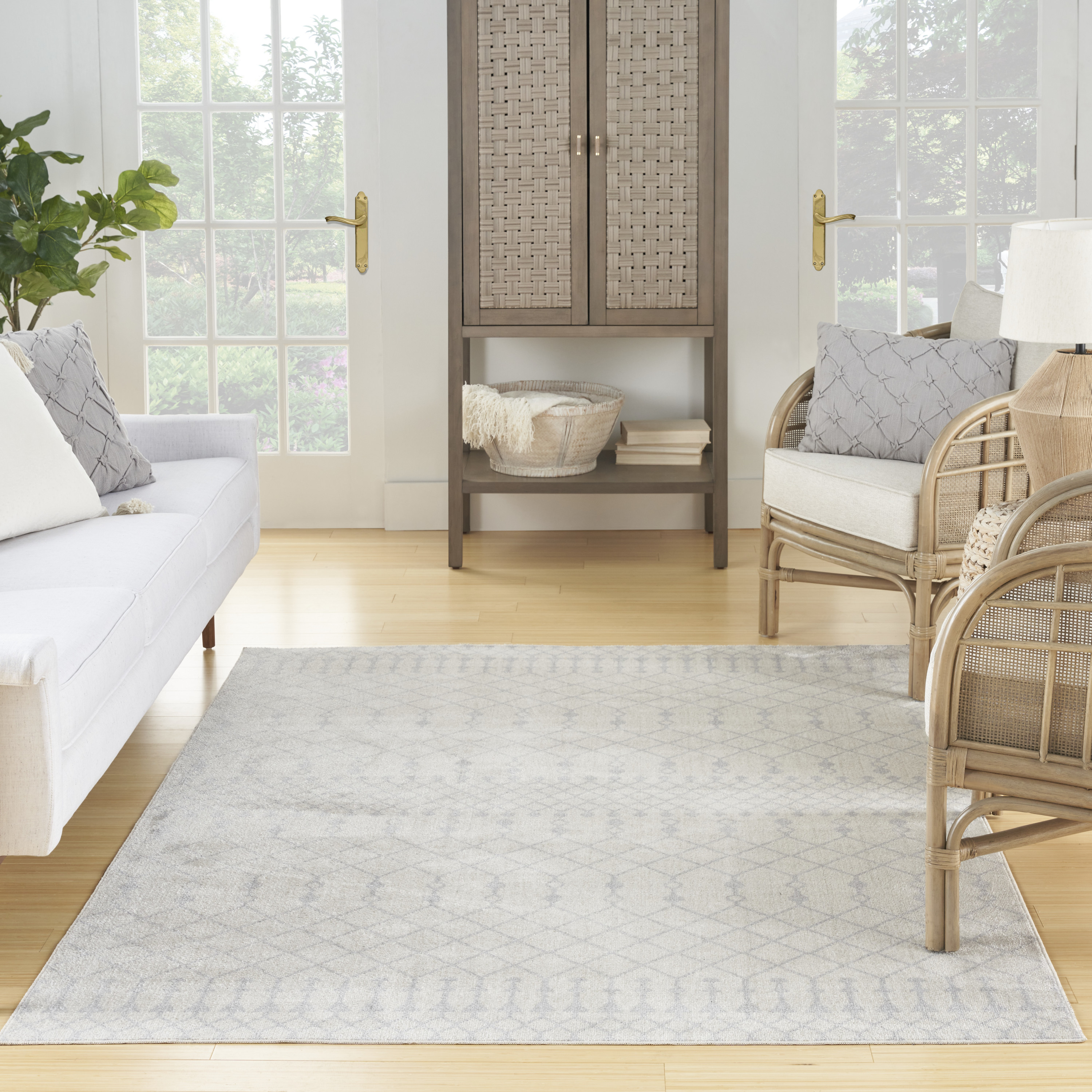 Nourison Astra Machine Washable 4' x 6' Ivory Bohemian Indoor Rug