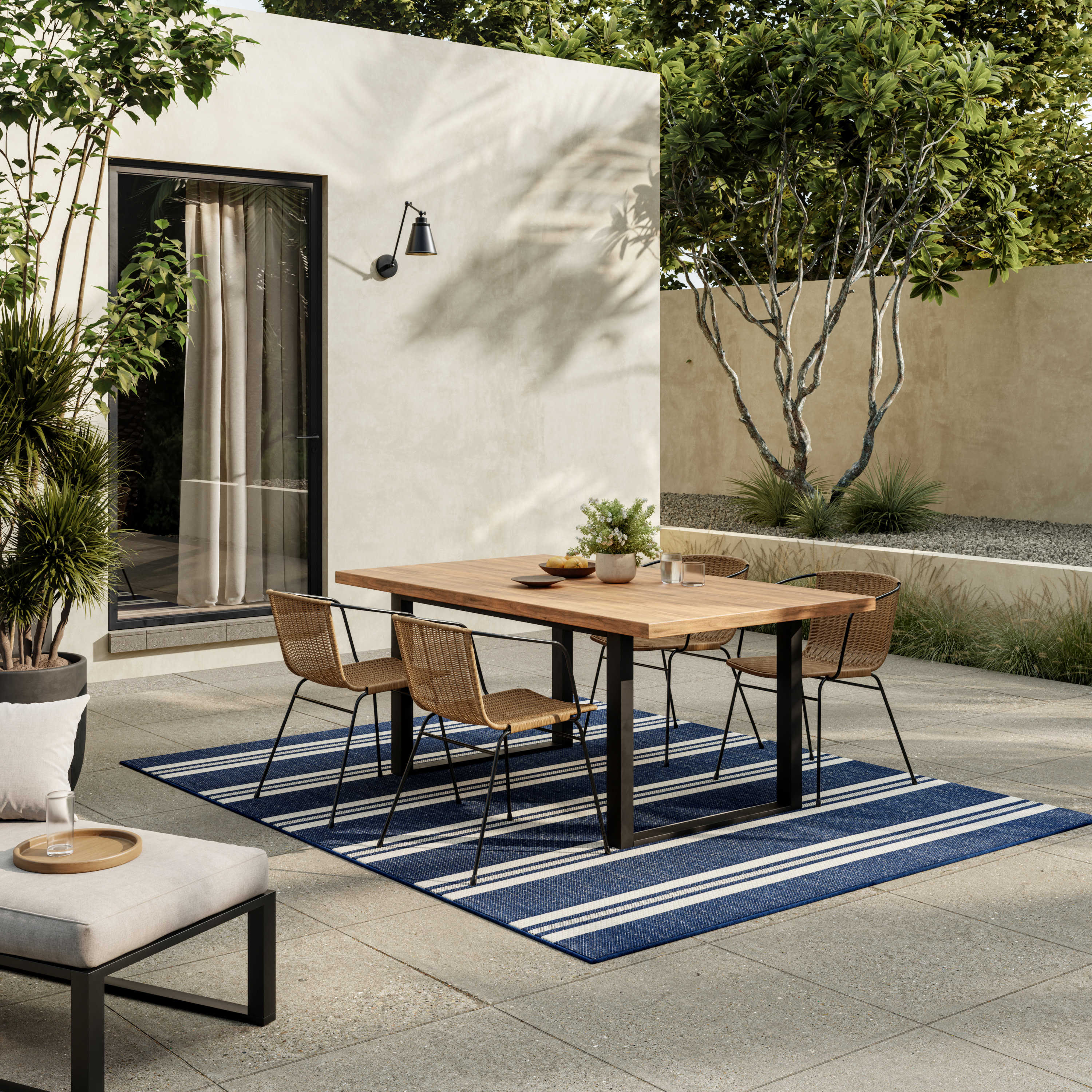 Nourison Horizon Indoor/Outdoor 4' x 6' Navy Modern Rug