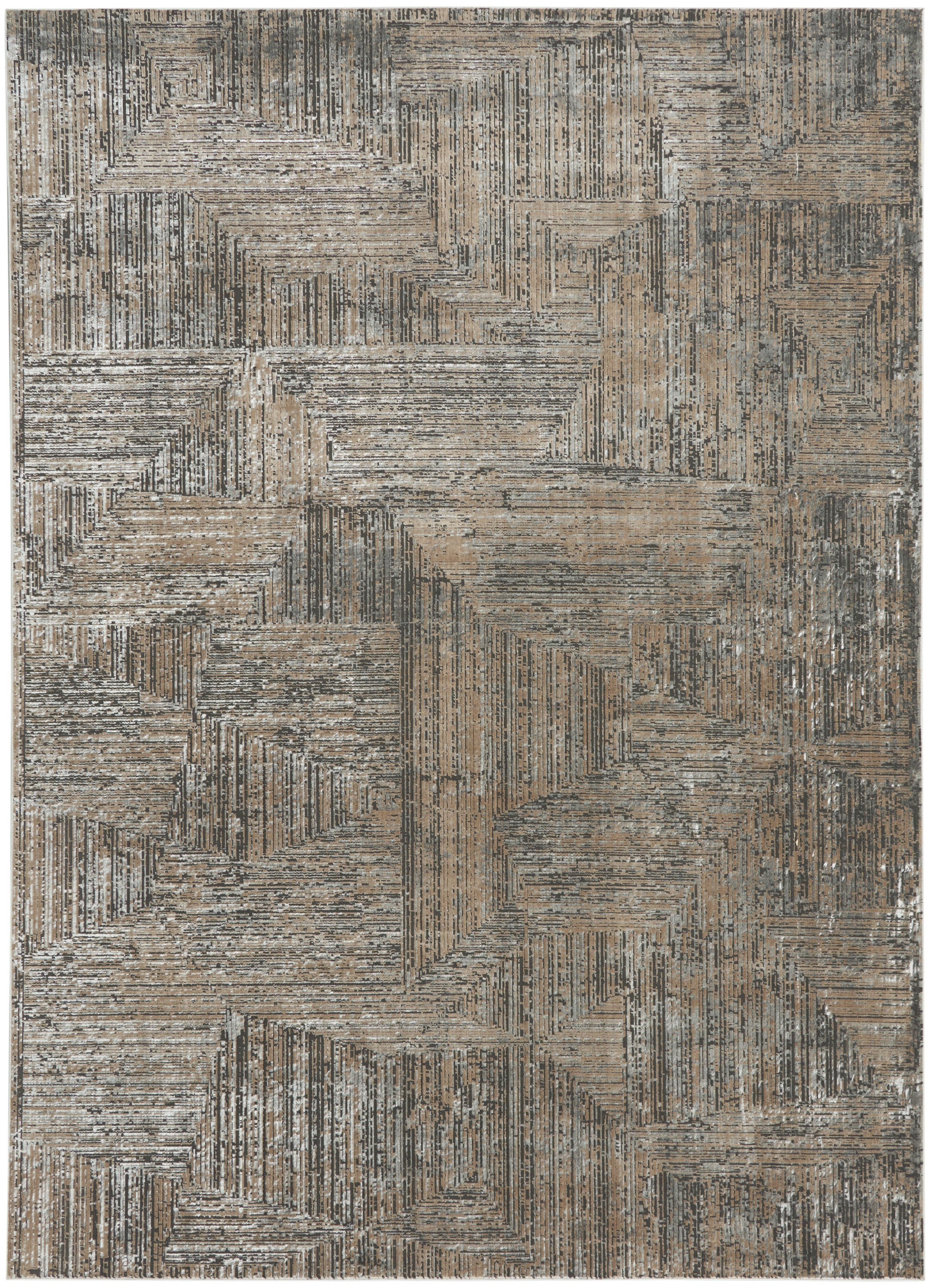Calvin Klein CK024 Irradiant 7'10" x 9'10" Black Ivory Modern Indoor Rug
