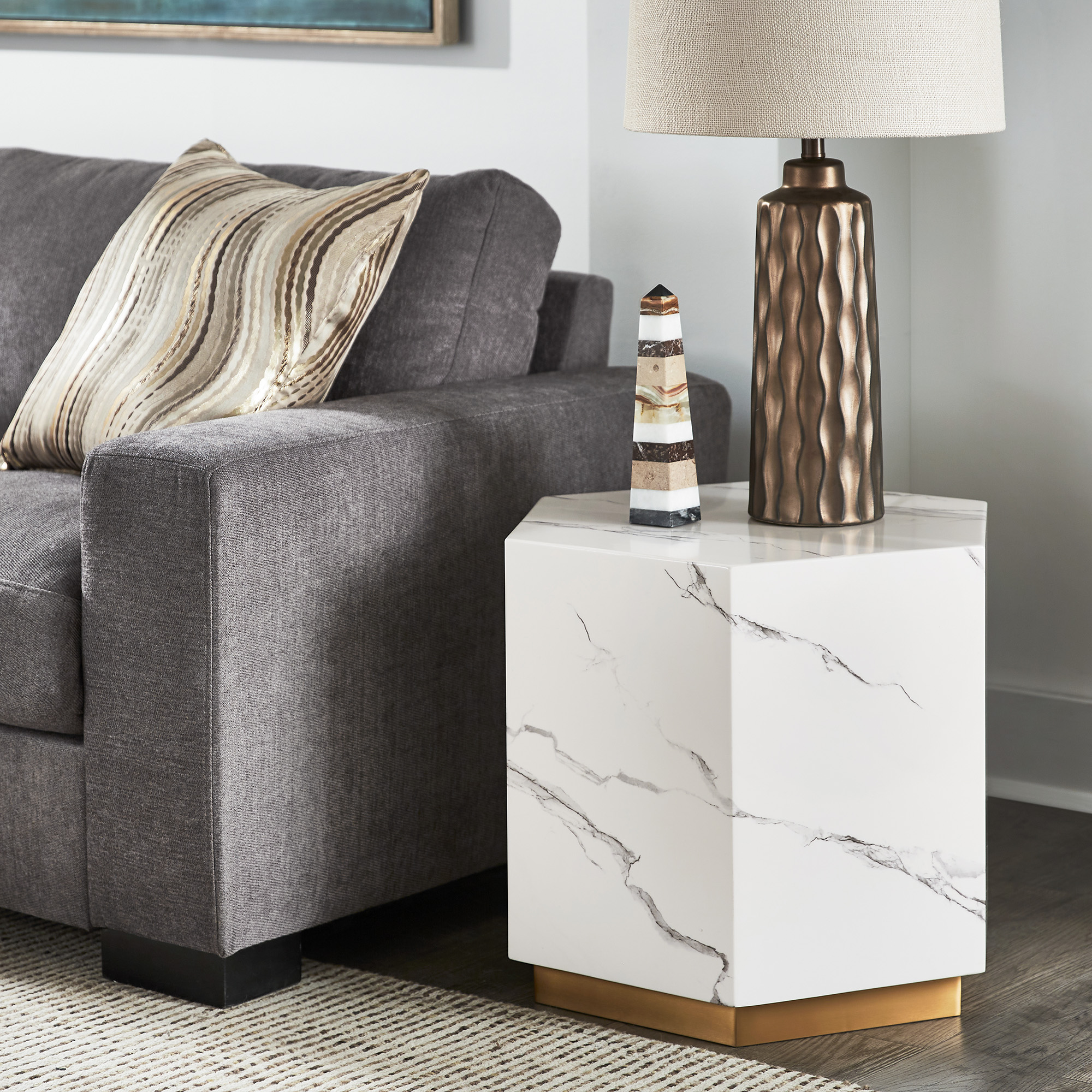 Faux Marble End Table
