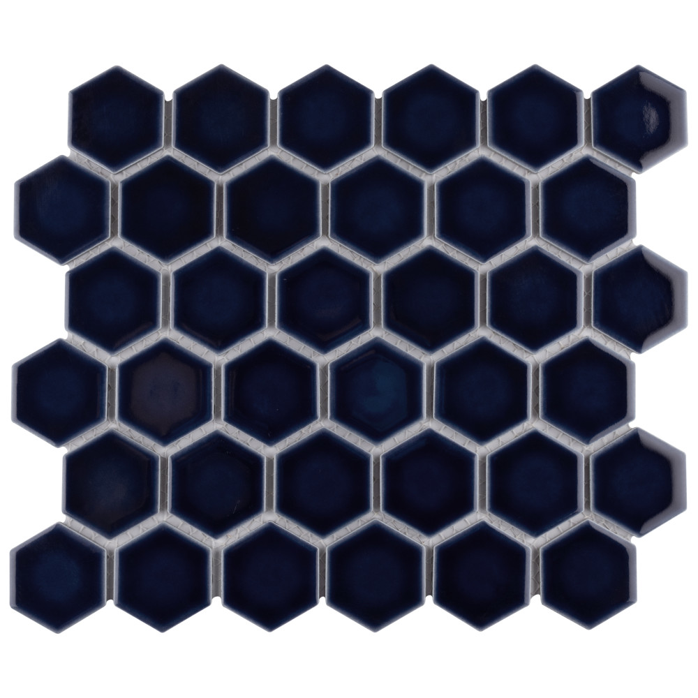 Hudson Due 2″ Hex Smoky Blue 10-7/8 in. x 12-5/8 in. Porcelain Mosaic Tile