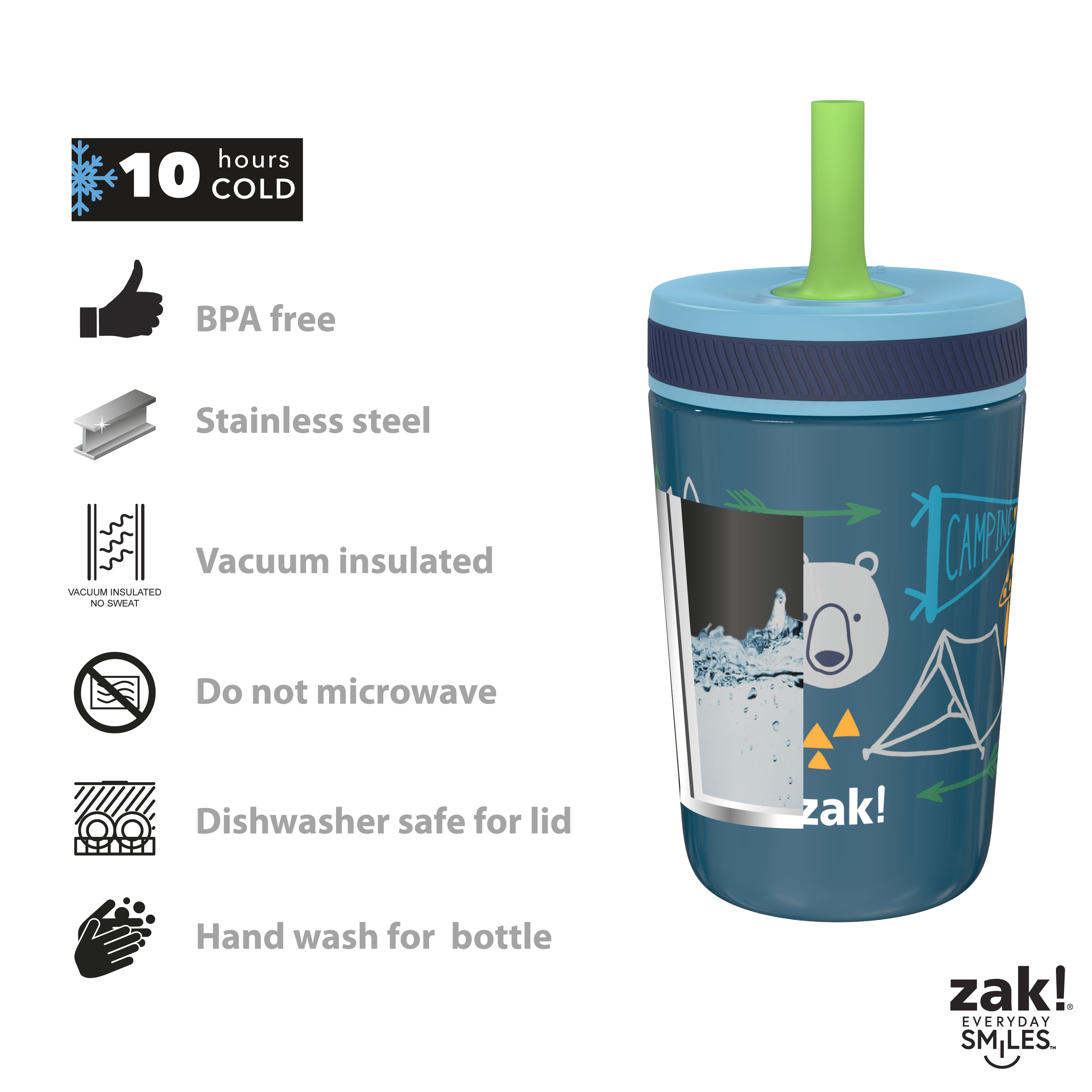 Zak! Hydration 15  ounce Plastic Tumbler, Explore, 3-piece set slideshow image 5