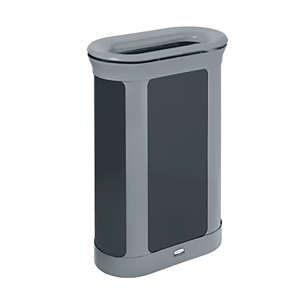 Rubbermaid Commercial, Enhance™, 13 gal, Metal, Gray/Black, Rectangle, Receptacle