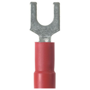 Vinyl-Insulated Fork Terminals, 22 to 18 AWG, Stud #8, Red