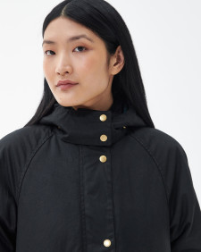 Long Cannich Waxed Jacket Black-Black Sage Tartan