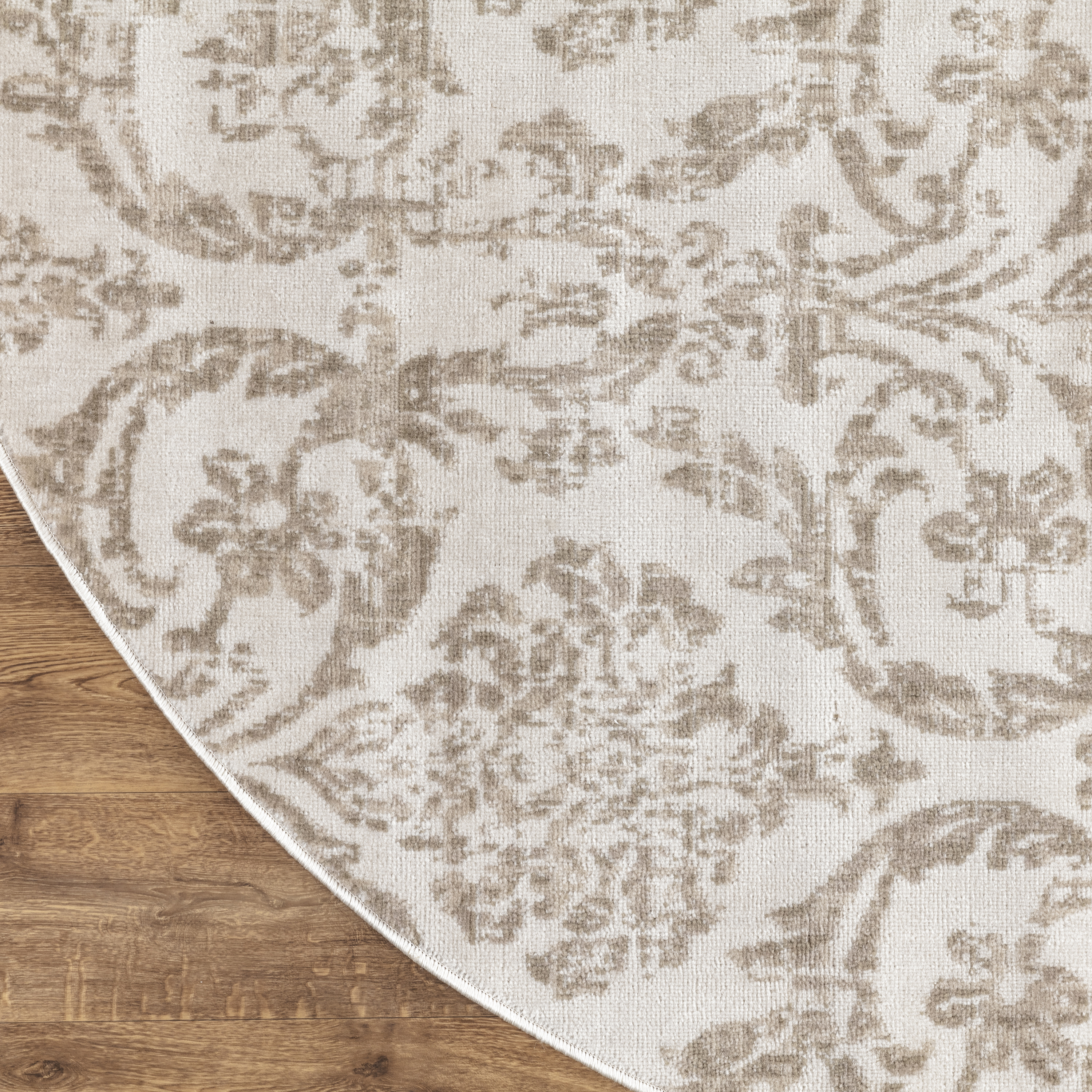 Nourison Jubilant 8' x Round Ivory Beige Vintage Indoor Rug
