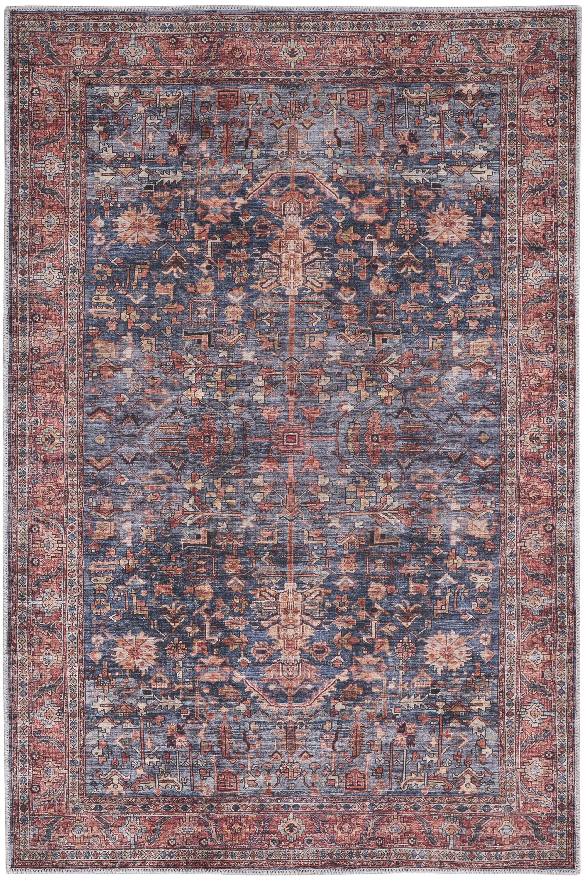 Nourison Grand Washables 4' x 6' Navy Brick Vintage Indoor Rug