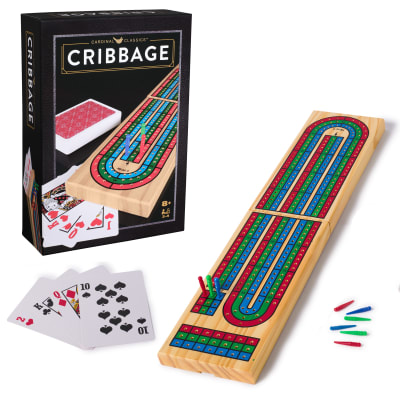 Spin Master Games, Cardinal Classics, Solid Wood Cribbage, Folding Board & Playing Cards, Cribbage for Beginners & Experts, for Adults & Kids, 2 Players, for Ages 8 & Up