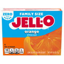 JELL-O Zero Sugar Orange Flavor Gelatin, 0.6 oz Box
