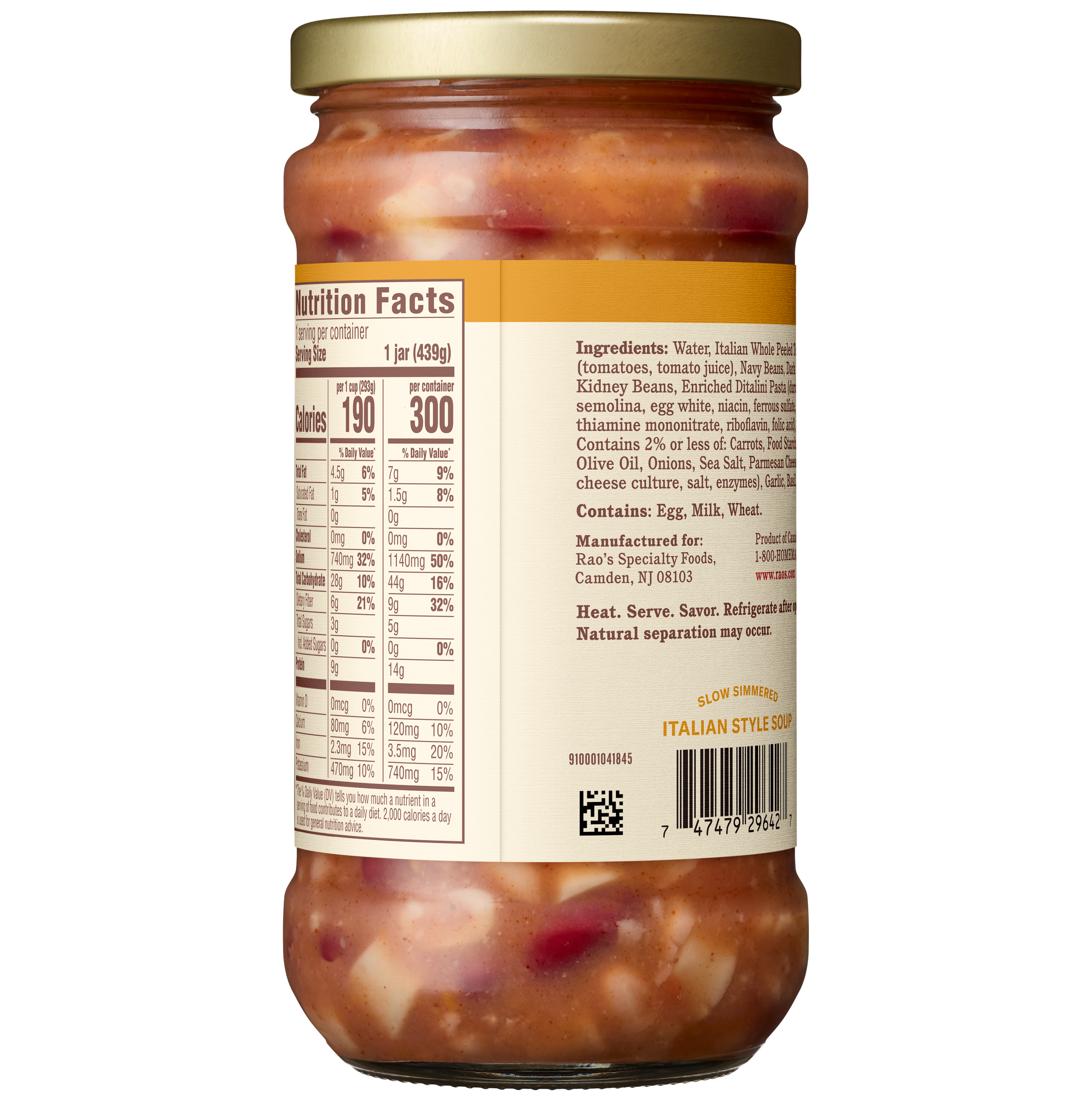 Pasta & Fagioli Soup, 15.5 oz - Back Image