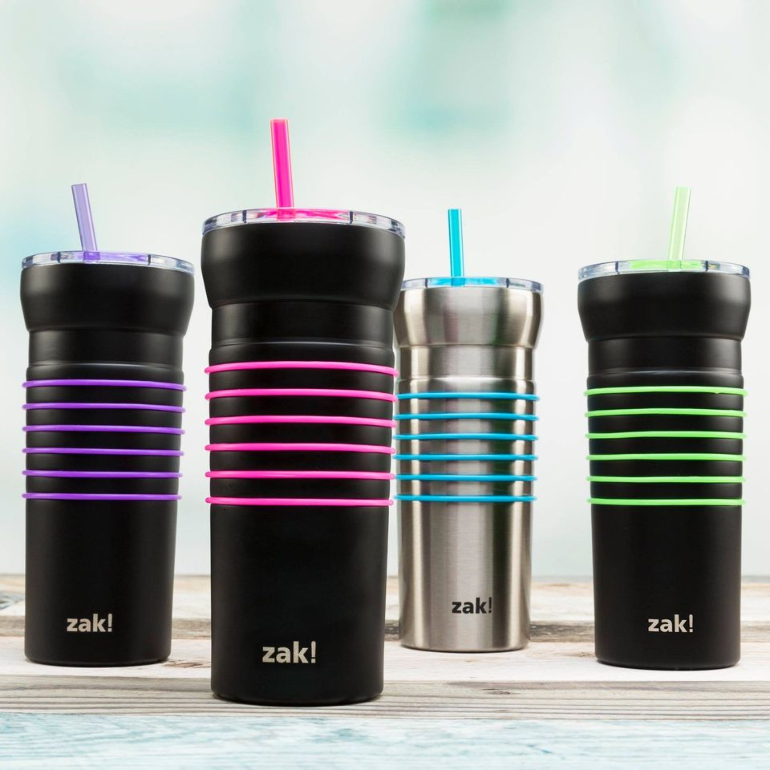 HydraTrak 20 ounce Vacuum Insulated Stainless Steel Tumbler, Black with Green Rings slideshow image 4 HydraTrak 20 ounce Vacuum Insulated Stainless Steel Tumbler, Black with Green Rings slideshow image 4