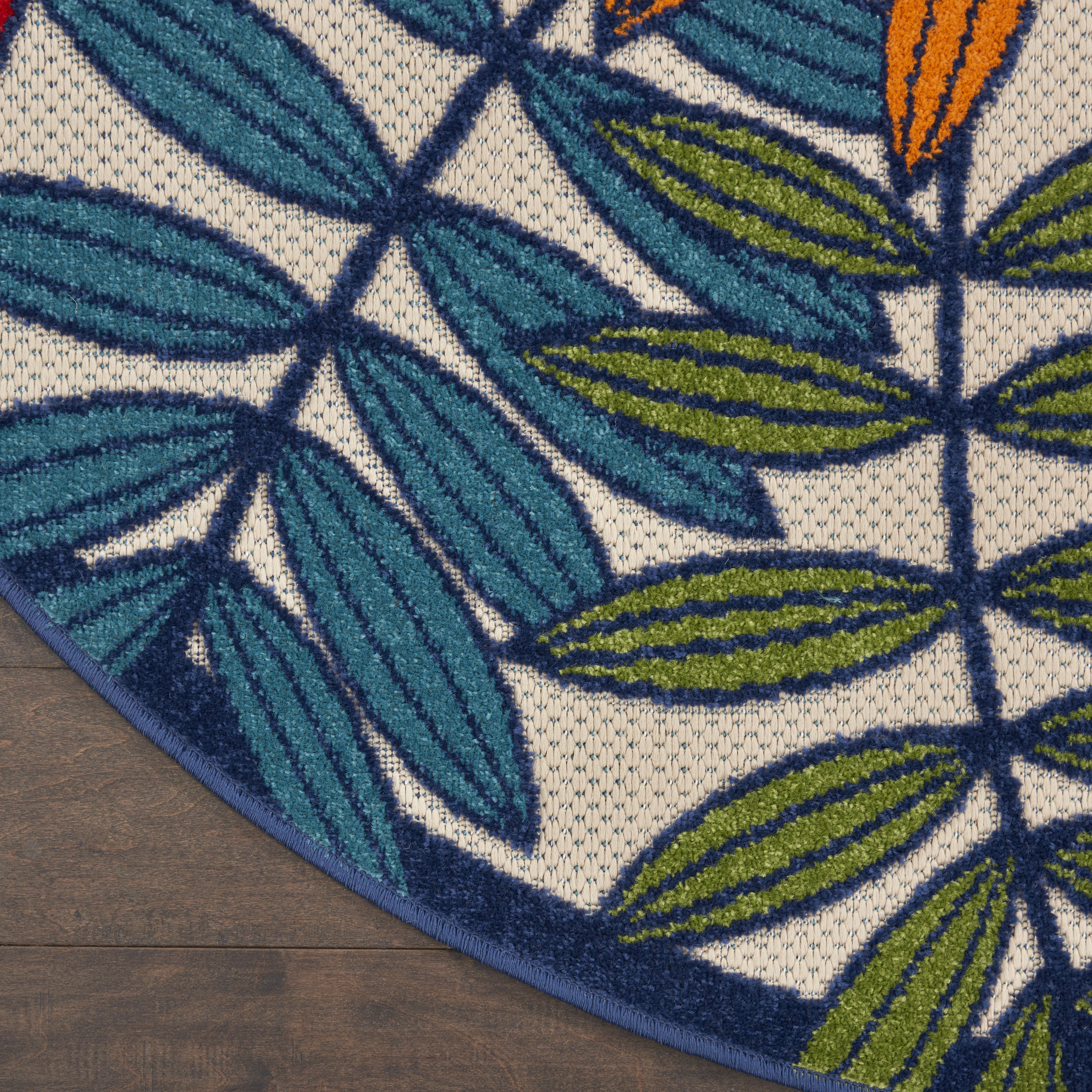 Nourison Aloha 4' x Round Multicolor Tropical Rug