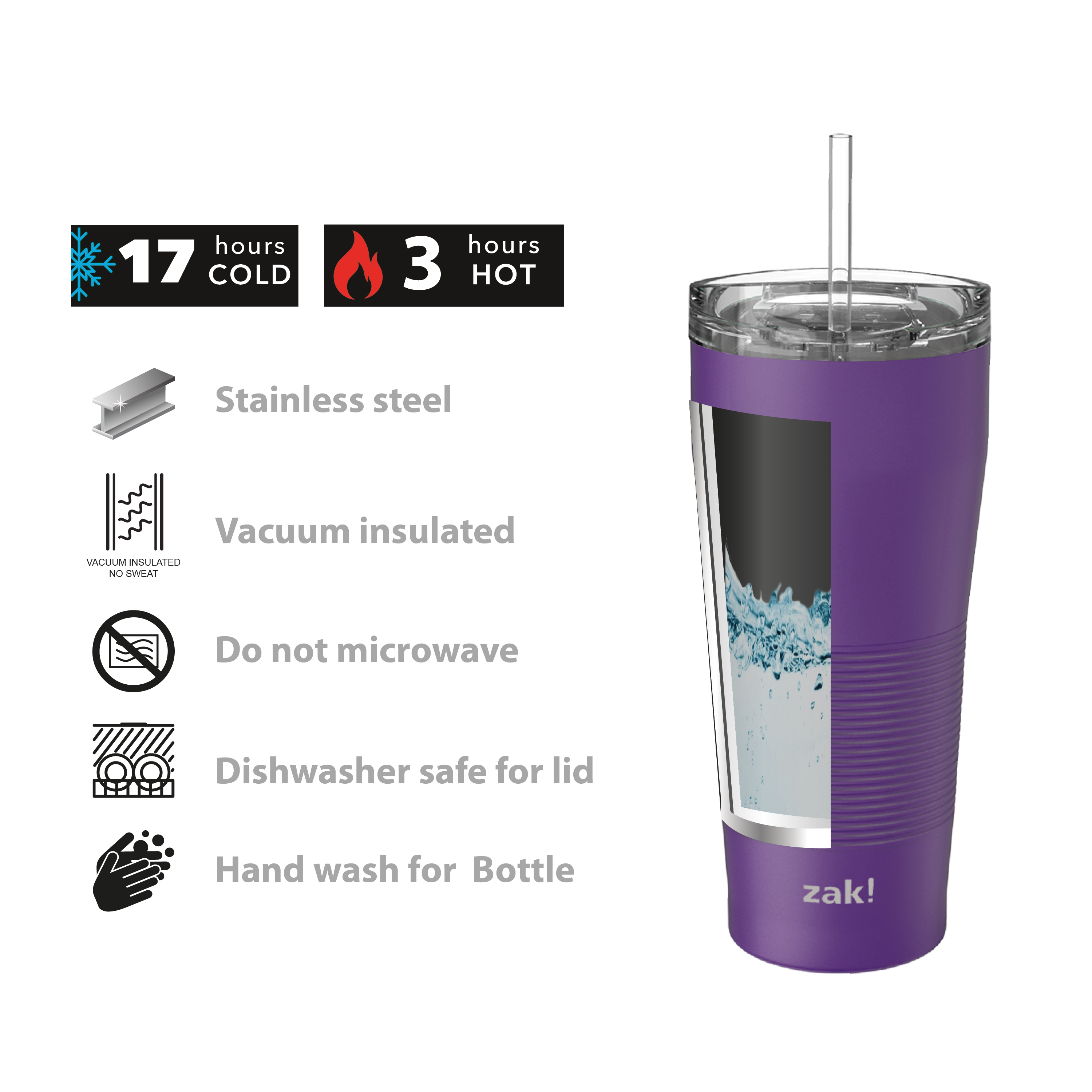 Lynden 28 ounce Stainless Steel Vacuum Insulated Tumbler with Straw, Viola slideshow image 4 Lynden 28 ounce Stainless Steel Vacuum Insulated Tumbler with Straw, Viola slideshow image 4